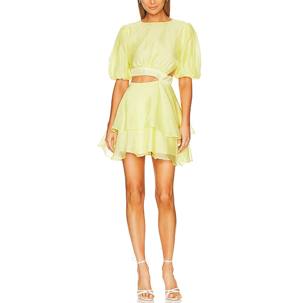 Bardot Enya 'Organza' Mini Yellow Dress Size 6
